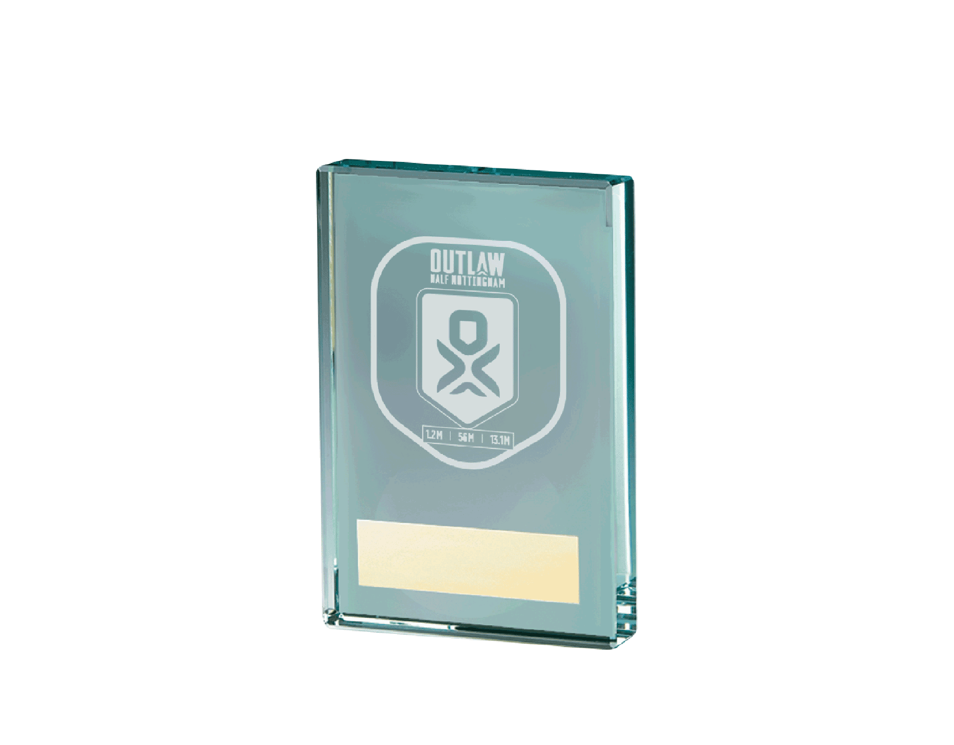 T65J Laser Engraved Glass Award Running Imp Running Imp